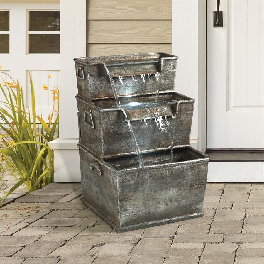 Metal trough look cascading fountain for sale