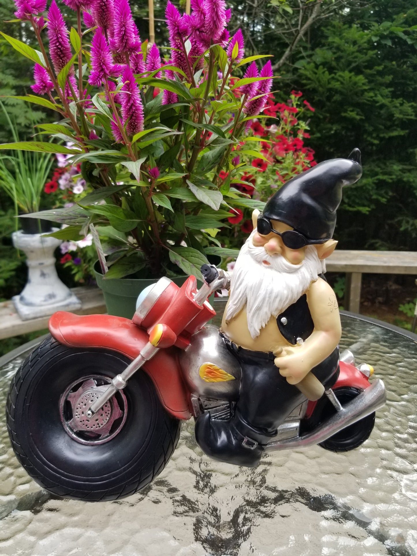 buy a biker gnome statue at auction
