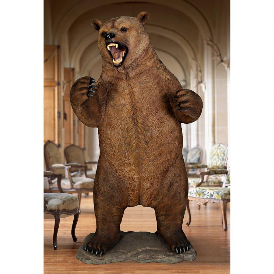 lifesize growling grizzly bear statue for sale