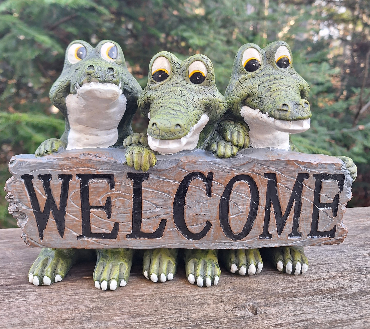 welcoming crocodile threesome statue for sale