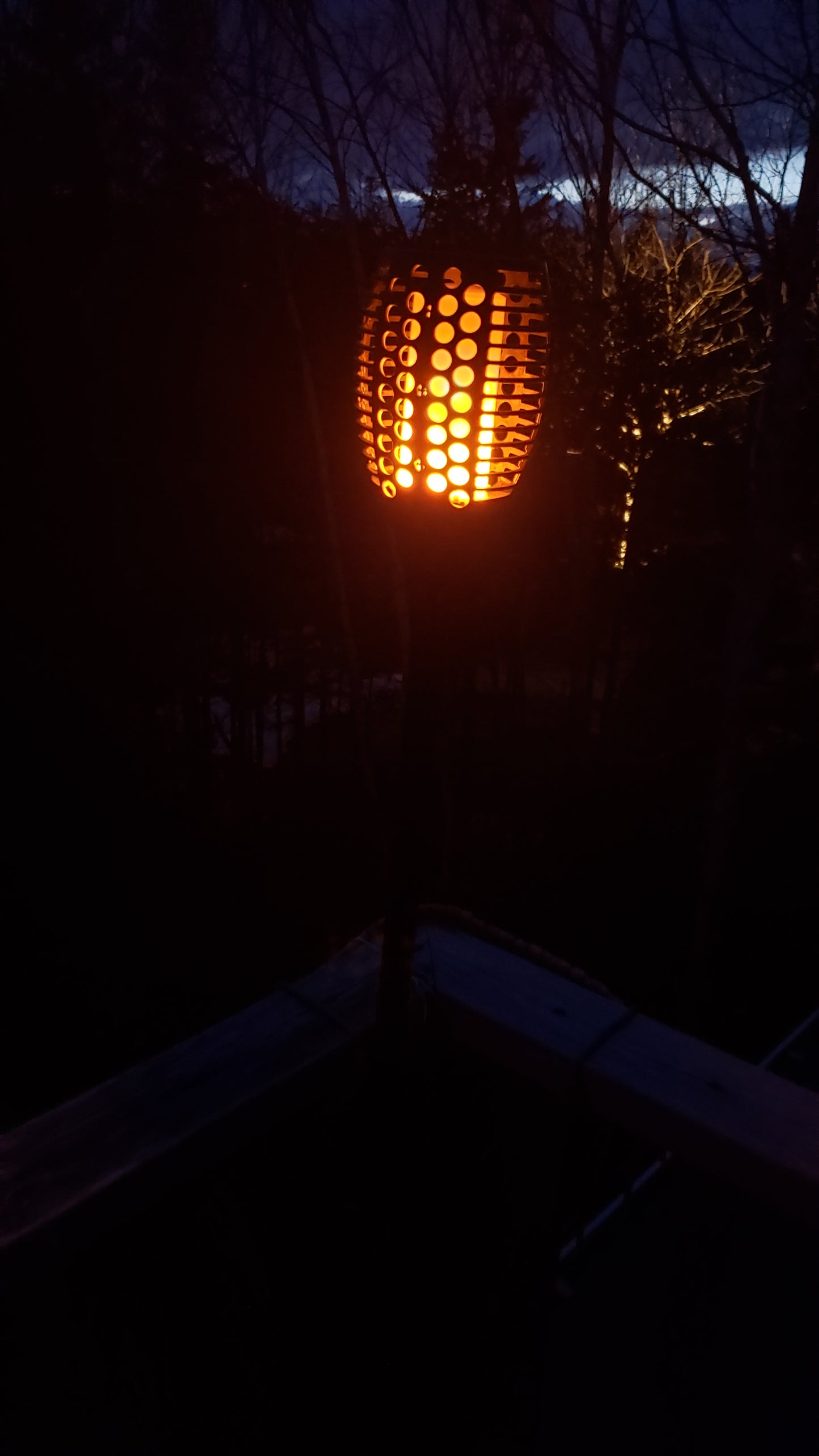 Outdoor solar torch at night