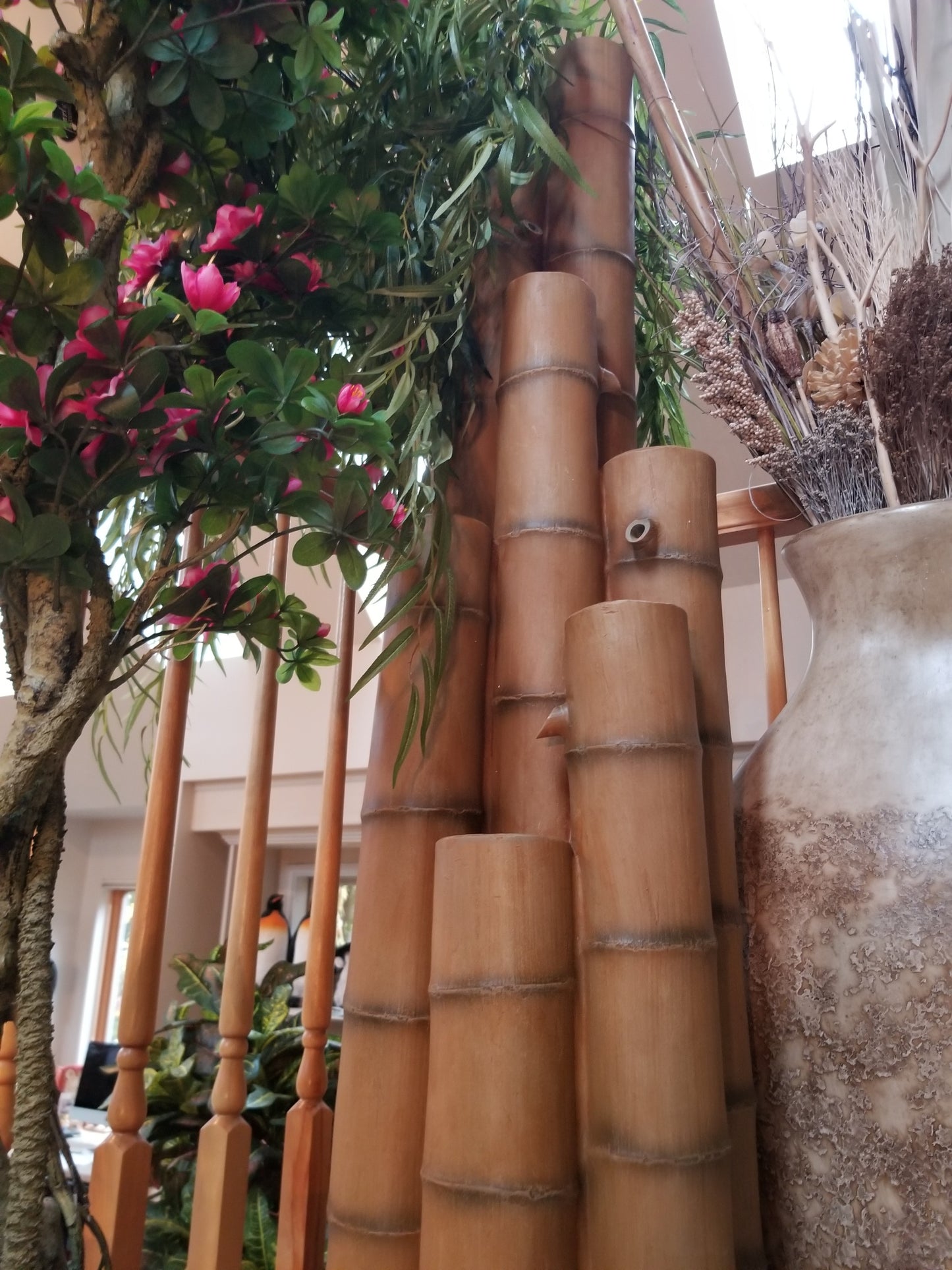 Large bamboo fountain decorative statement piece for sale