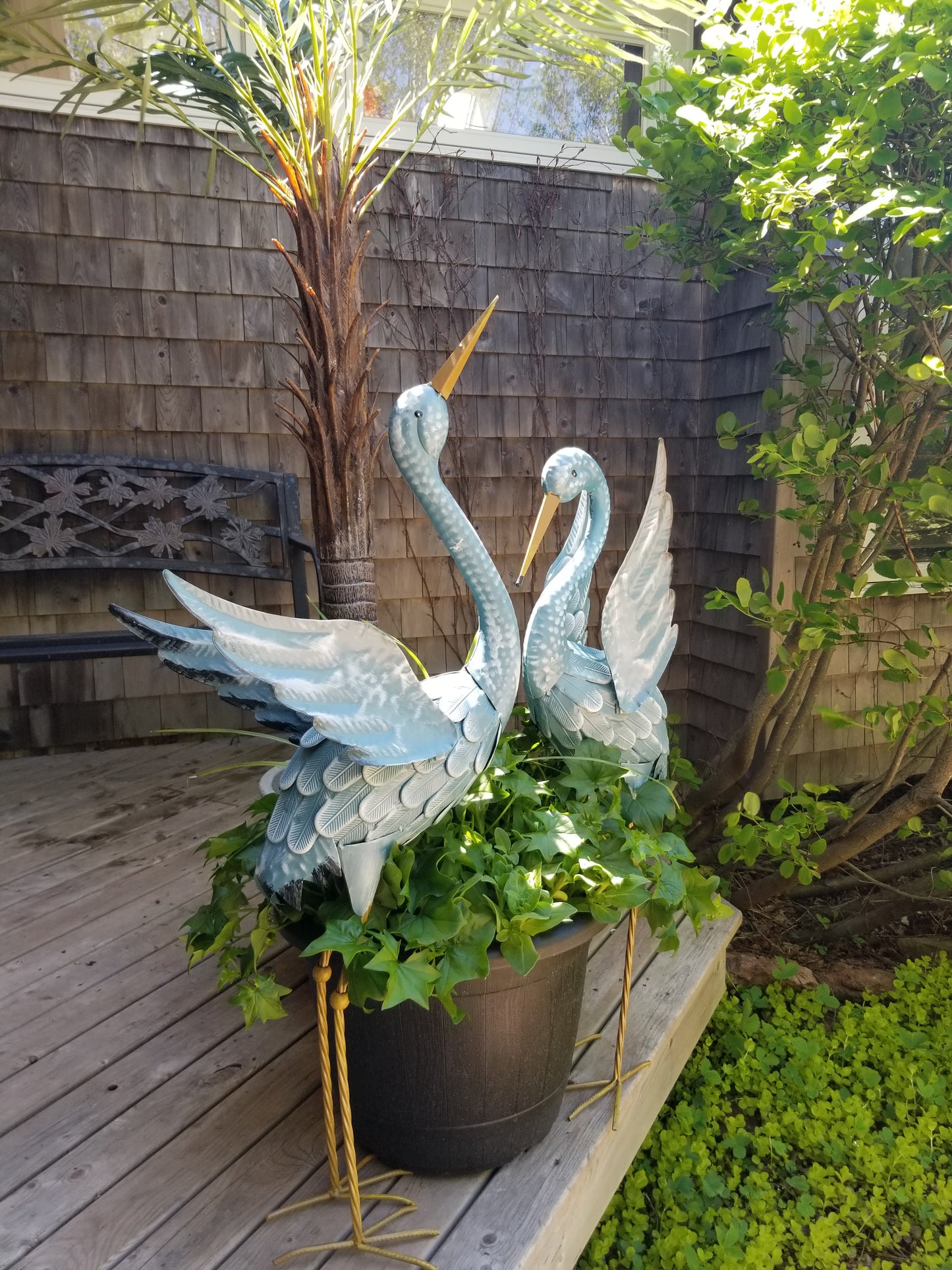 metal blue heron statues for sale