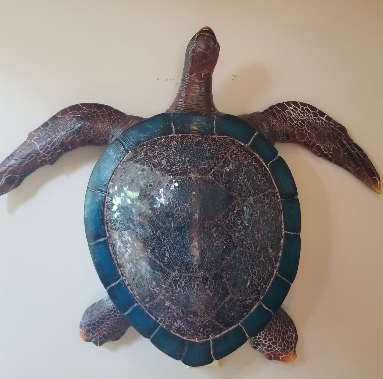 blue sea turtle wall sculpture for sale
