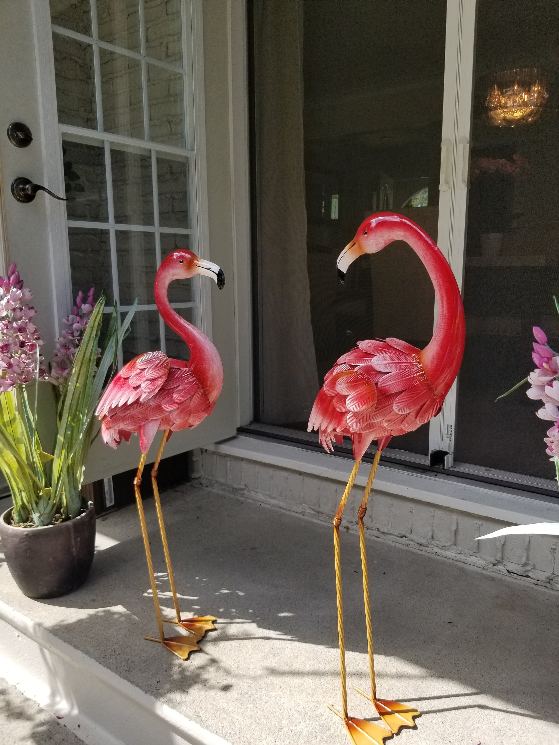 metal pink flamingo pair for sale