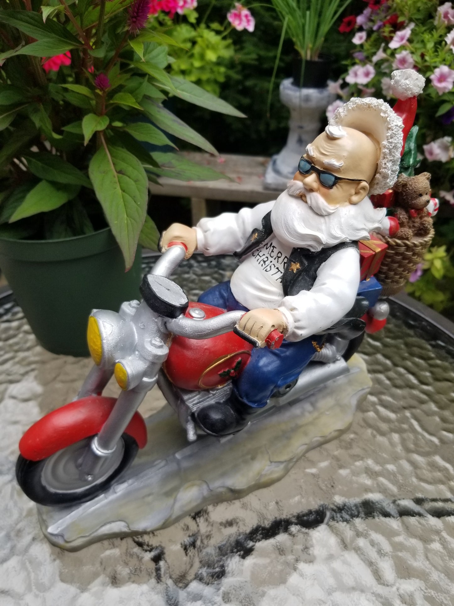 motorcycle santa gnome statue for sale