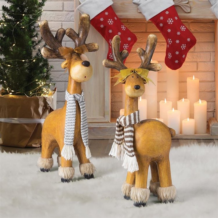 young reindeer pair statues for sale