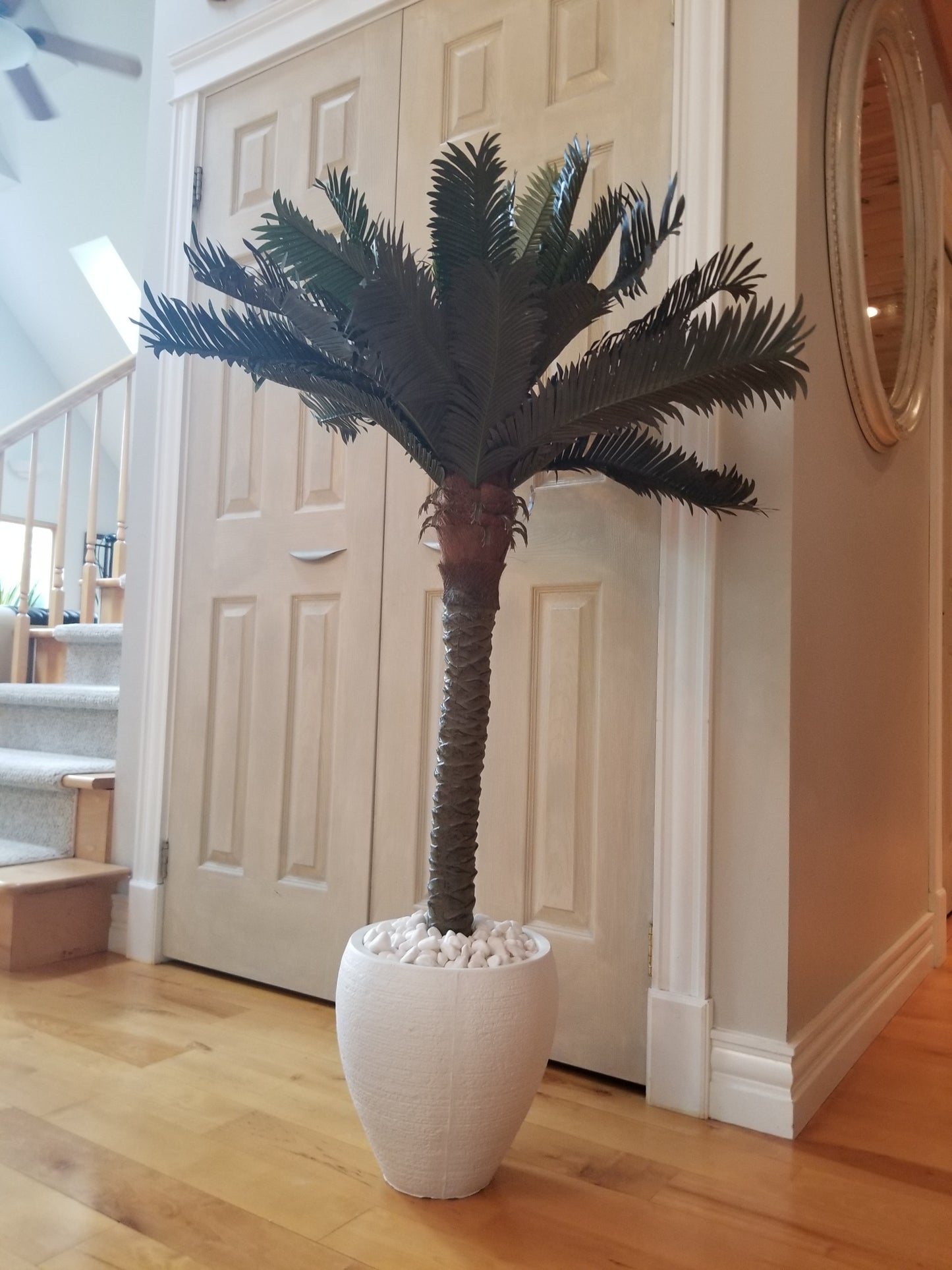 4 foot artificial sago palm in white planter for sale