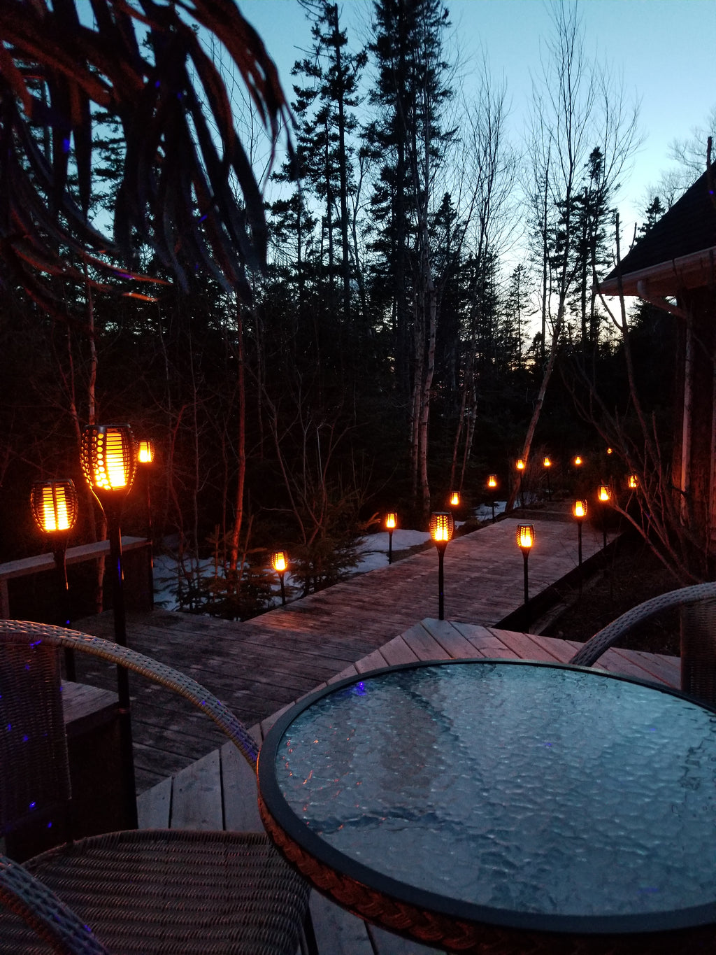 realistic solar torch lights outdoor scene