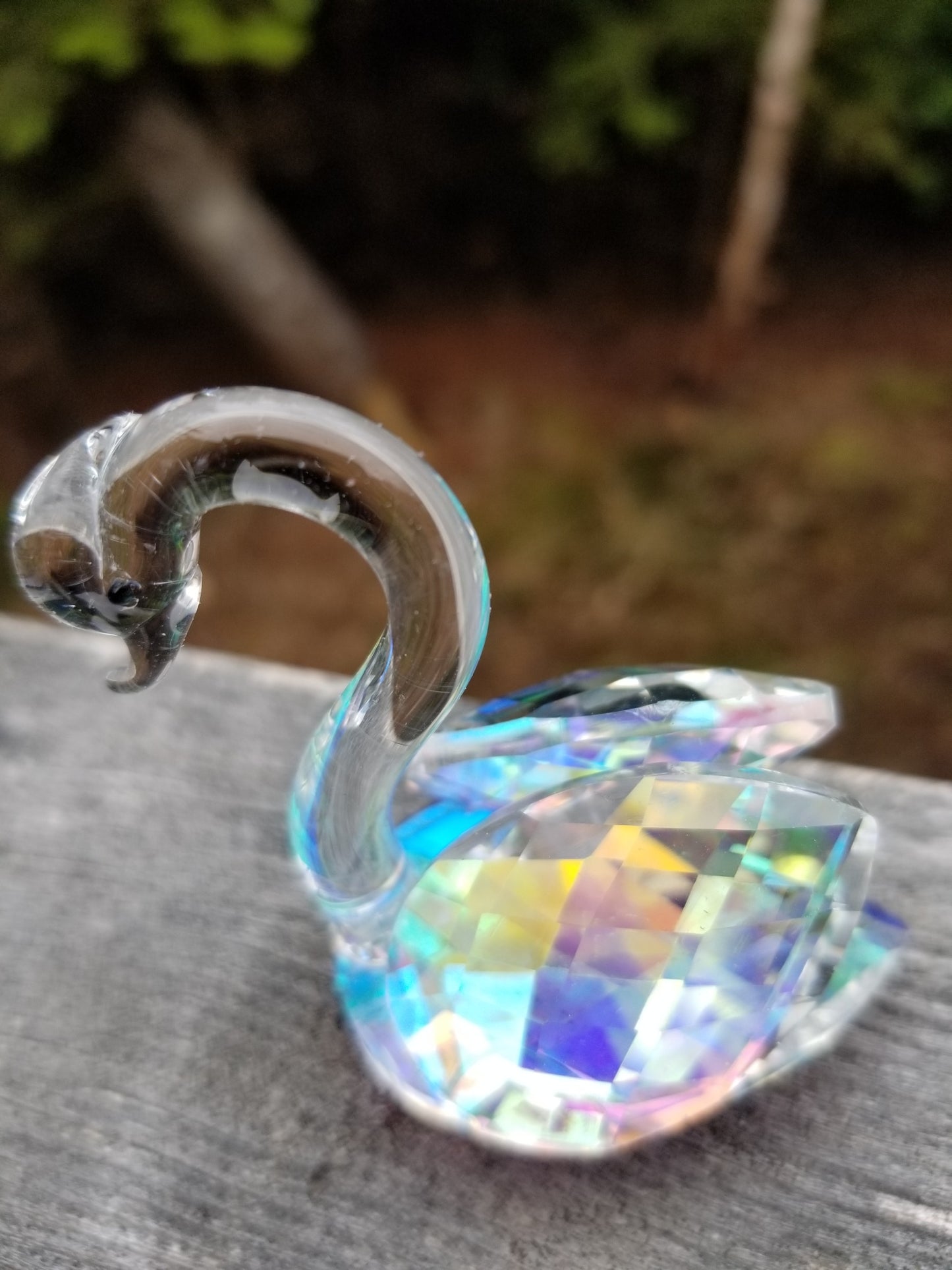 crystal rainbow teardrop swan ornament for sale
